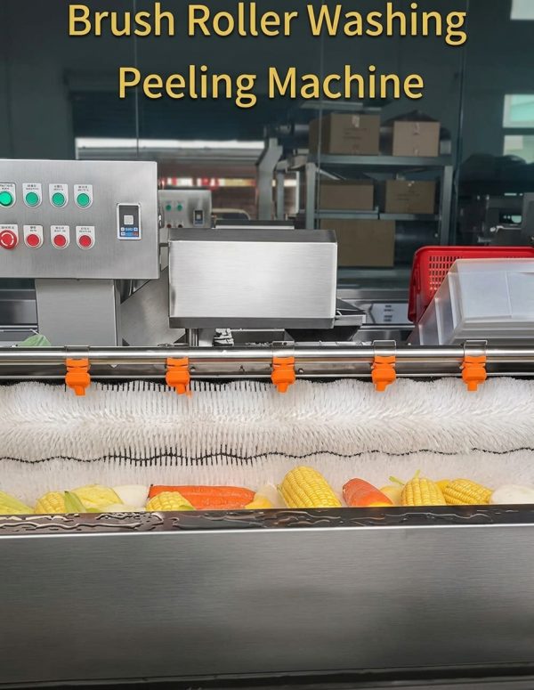 Commercial Brush Roller Vegetable Washing & Peeling Machine